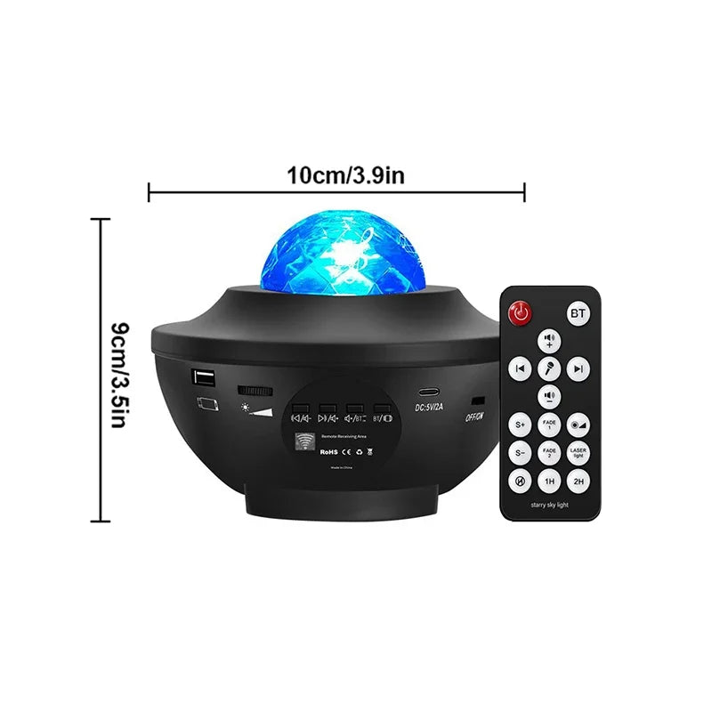 Starry Projector Galaxy Night Light with Ocean Wave Music Speaker Sky Light Projector for Bedroom Decor Kids Birthday Gift Party