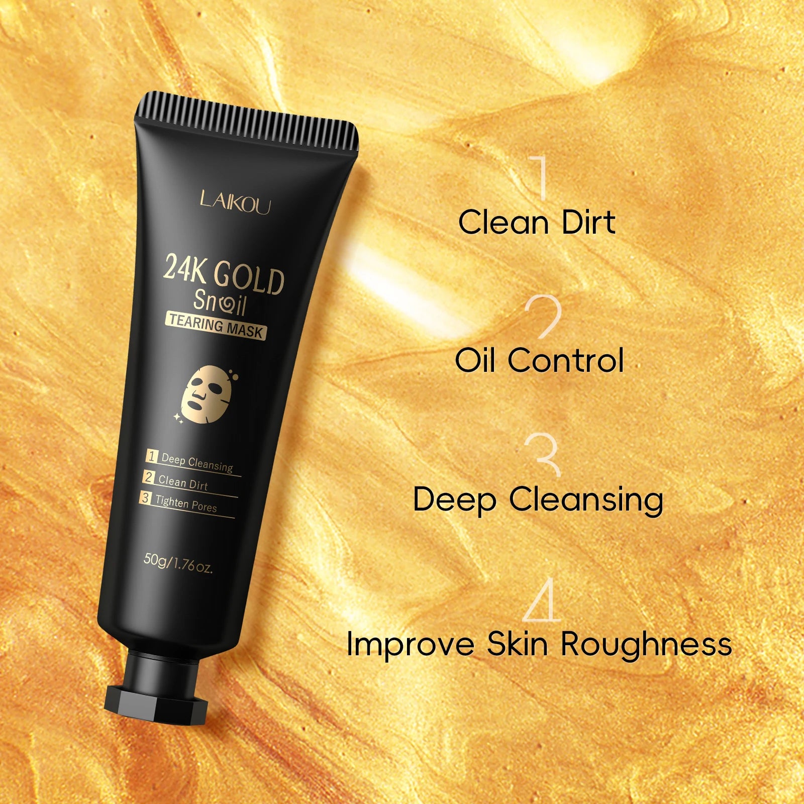 LAIKOU 24K Gold Snail Face Mask – Deep Clean & Pore Care