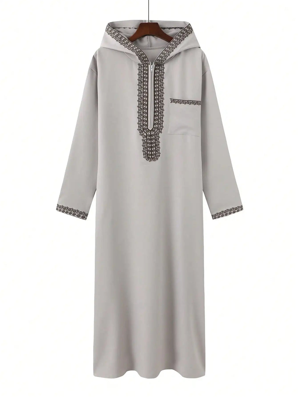 Muslim men's thobe Moroccan long sleeves embroidered hooded design Islamic loose Man Robe Jelleba Traditional Clothing for party