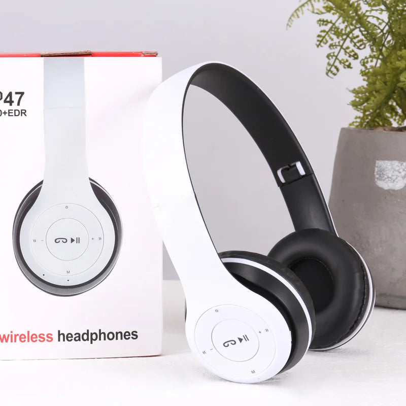 P47 Wireless Bluetooth Headphones – Foldable Head-Mounted Bass Earphones for Sports, Gaming, Gym & PC/Mobile