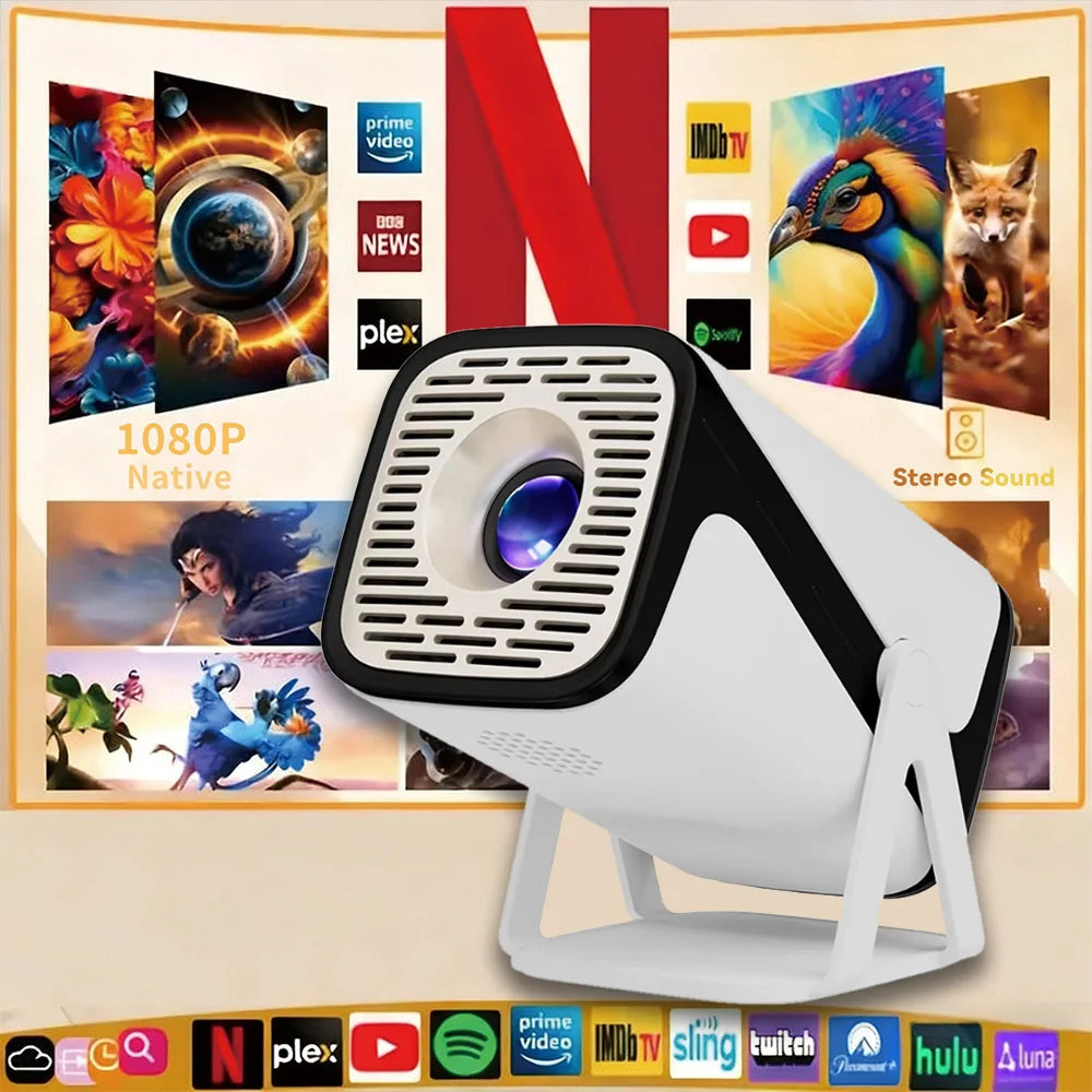 MAOHUTER Smart Mini Projector 1080P 4K Supported WiFi Bluetooth Portable Home Theater Outdoor Movie Projector For Phone HDMI USB
