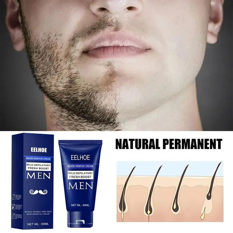 60ml Men’s Painless Hair Removal Cream – Smooth Skin for Face, Arms & Body