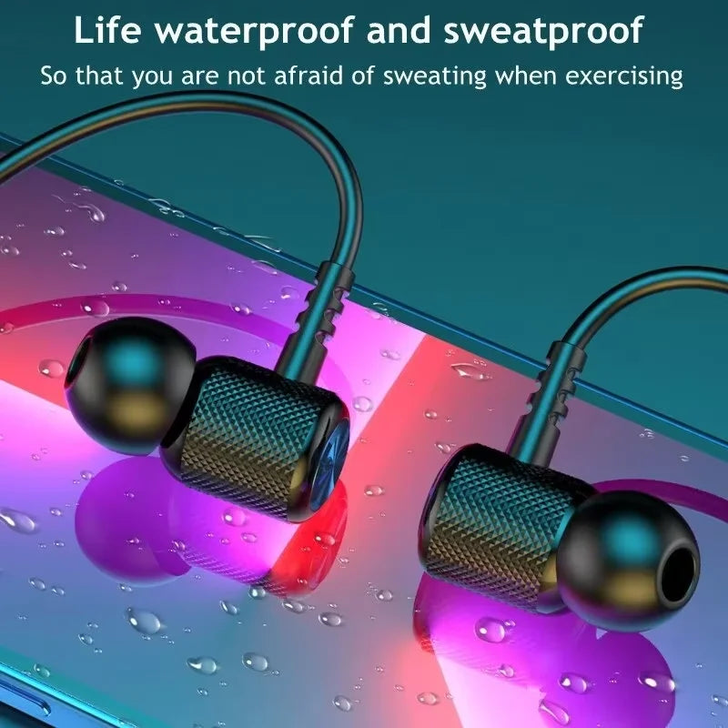9D Bluetooth Wireless Neckband Earphones – Magnetic Sport Neck-Hanging TWS Earbuds with Mic