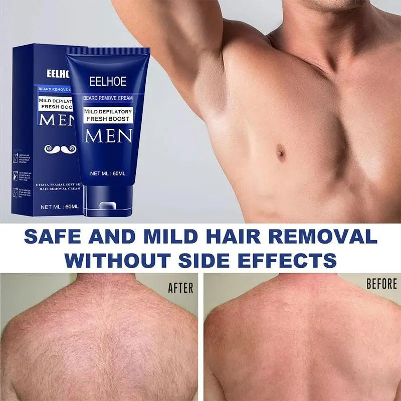 60ml Men’s Painless Hair Removal Cream – Smooth Skin for Face, Arms & Body