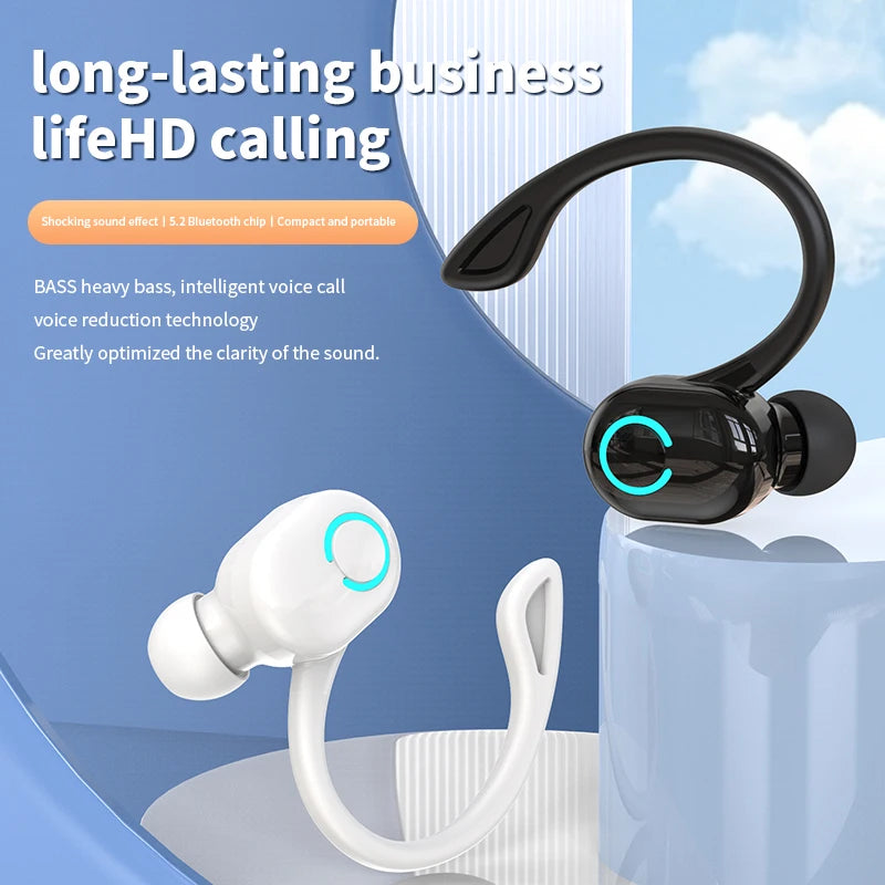 Wireless Bluetooth Earphones – HIFI Bass Ear-Hook Earbuds with HD Mic, Noise Cancelling, Waterproof for Sports & Gaming