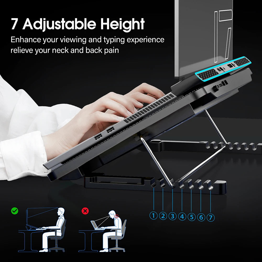 Coolcold Laptop Cooling Pad – 6 Fans & Adjustable Height