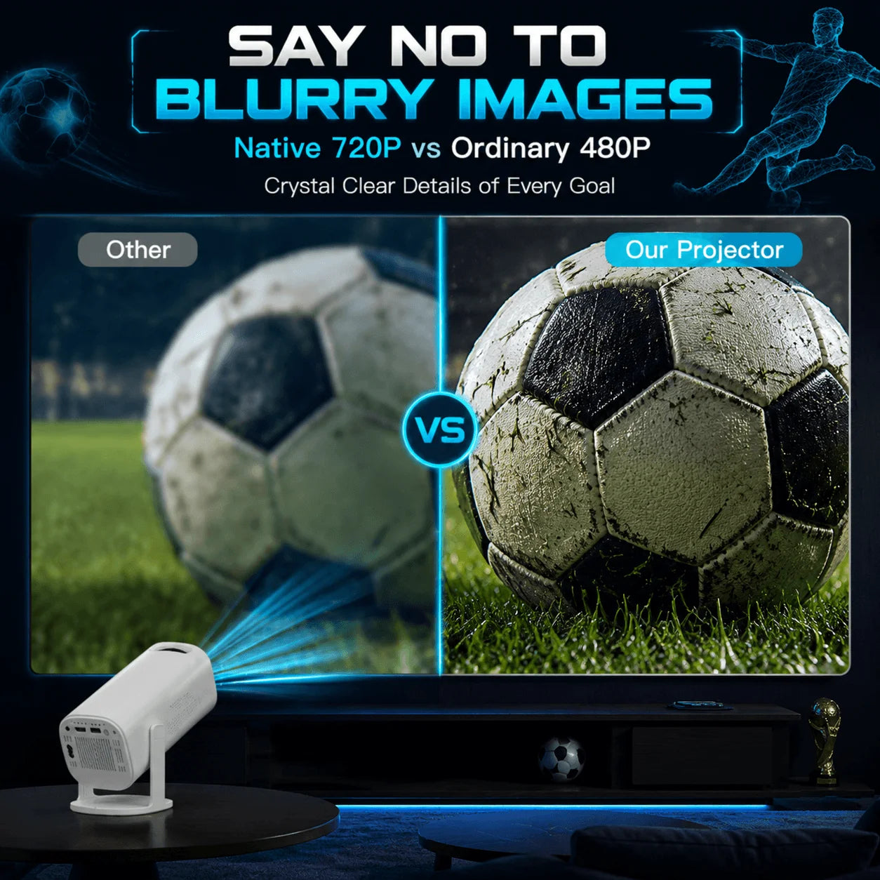 Android 11 Smart Mini Projector WiFi6 Bluetooth 720P Support 4K Portable Home Theater Projector
