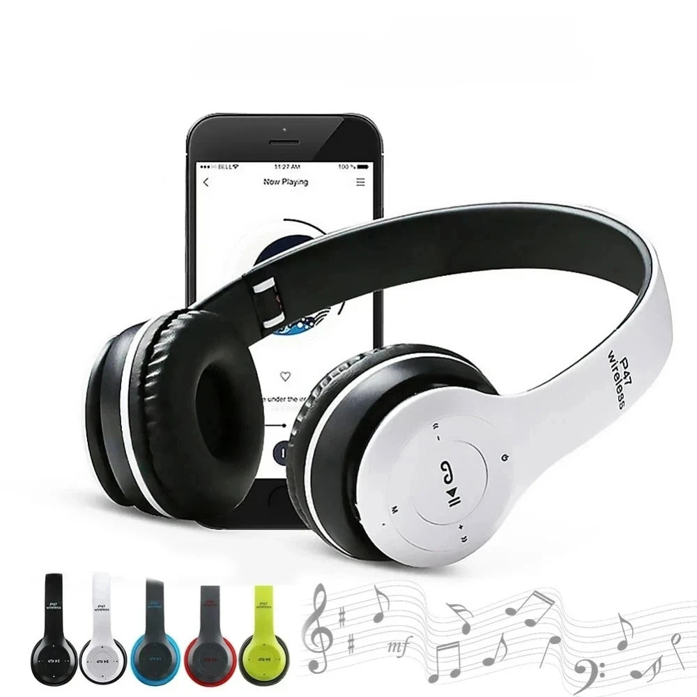 P47 Wireless Bluetooth 5.0 Headphones – Foldable HIFI Stereo Bass Earphones for Music, Gaming & Smartphone