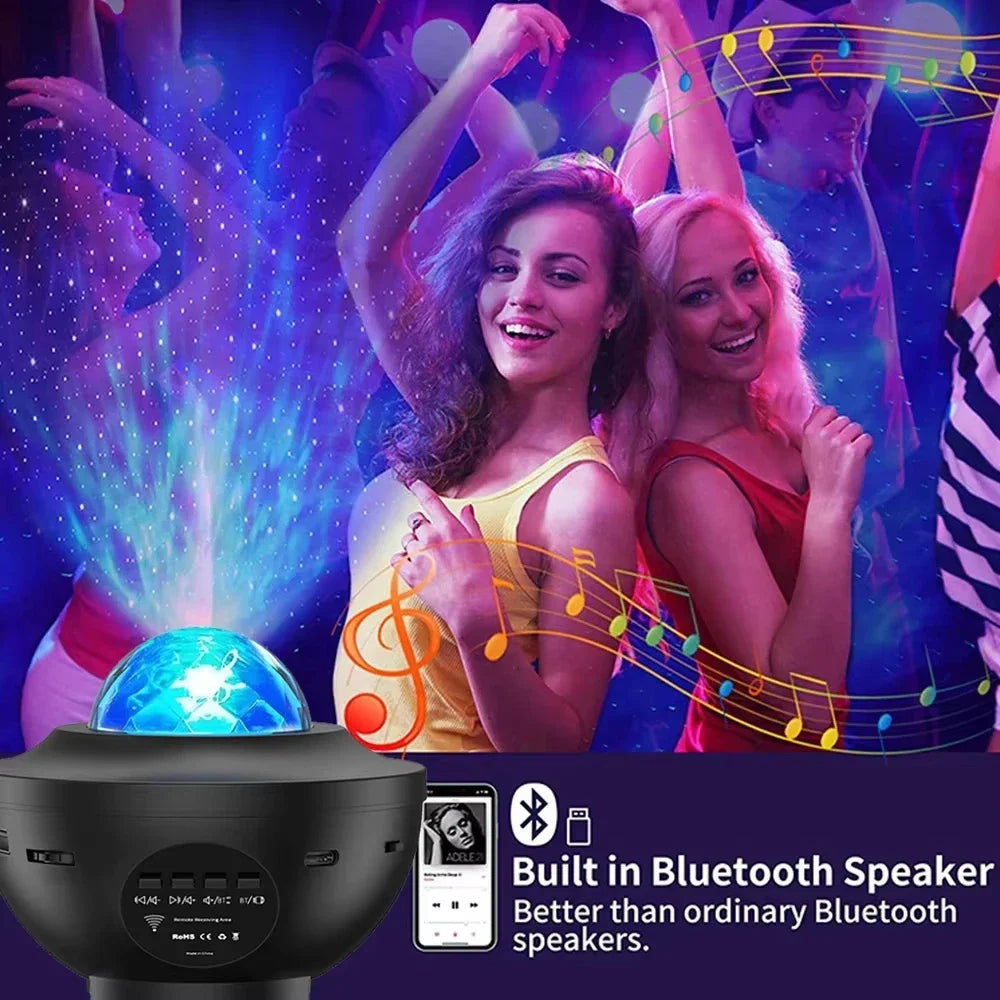 Starry Projector Galaxy Night Light with Ocean Wave Music Speaker Sky Light Projector for Bedroom Decor Kids Birthday Gift Party