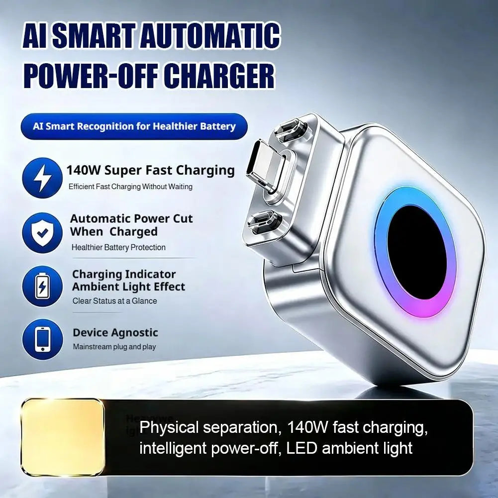 140W Fast Charger – Intelligent Power Cut-Off Technology