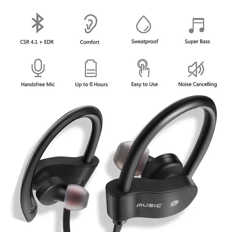 Bluetooth 4.1 Wireless Earphones – Sports & Gaming Headset with Mic, Handsfree Music Headphones for All Smartphones