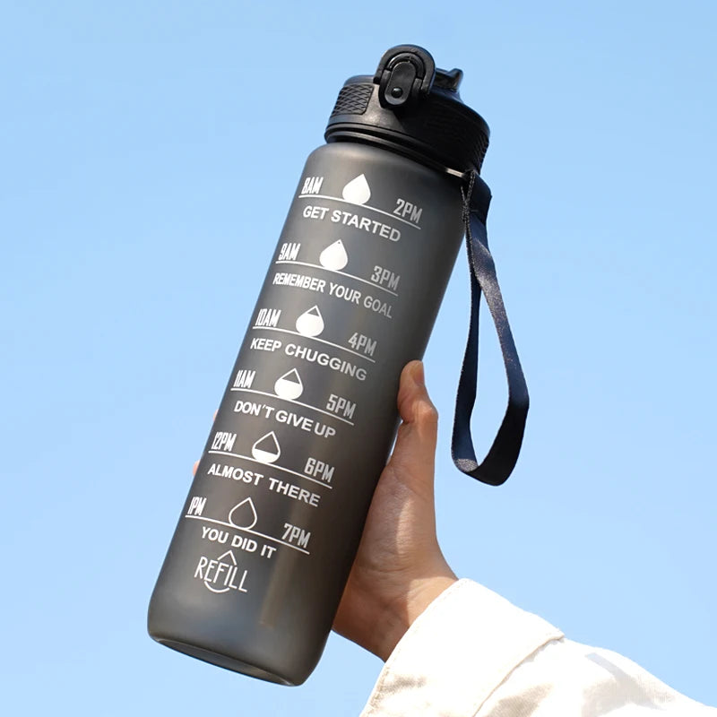 1L Motivational Water Bottle with Time Marker