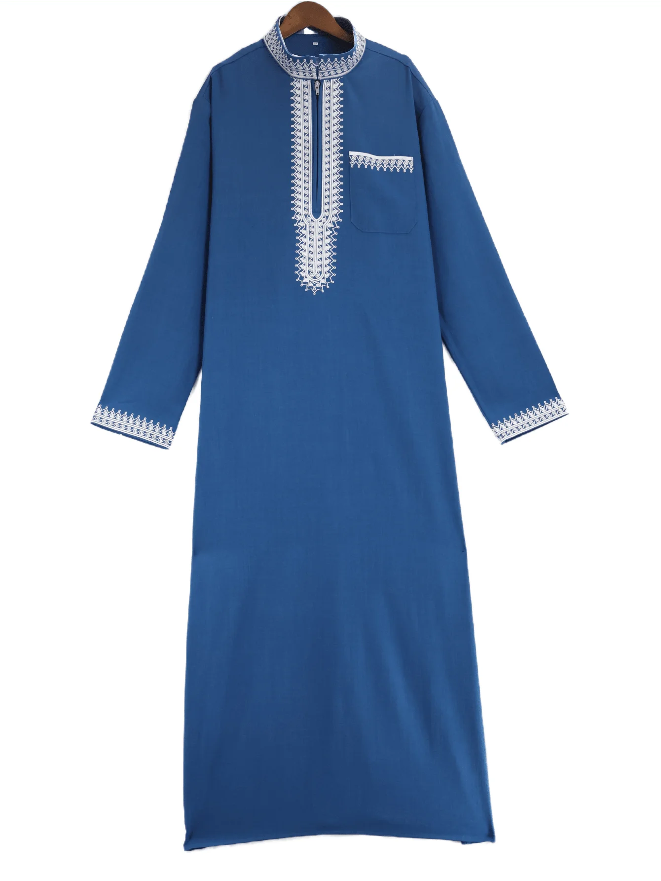 Muslim men's thobe Moroccan long sleeves embroidered hooded design Islamic loose Man Robe Jelleba Traditional Clothing for party