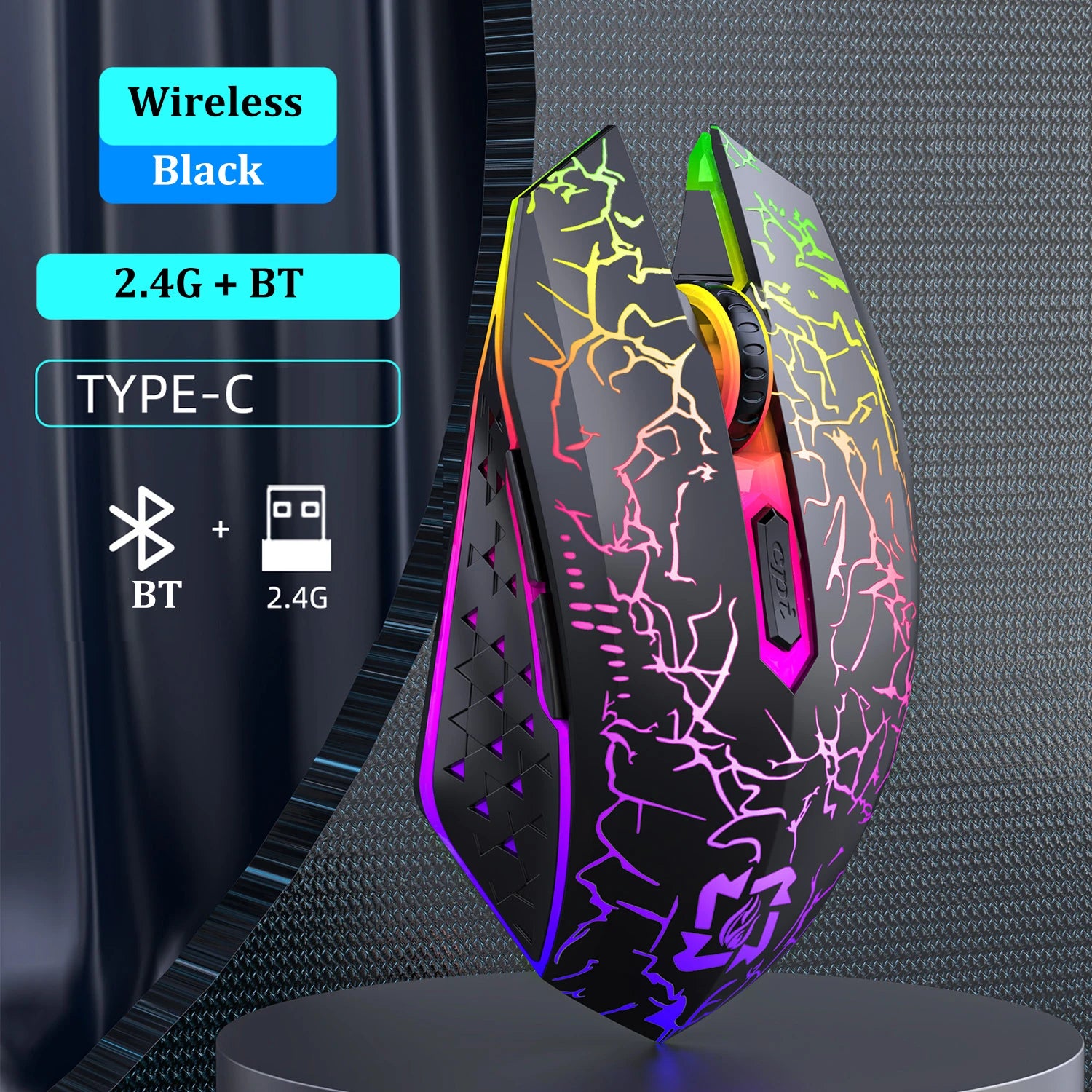 Bluetooth 5.2 RGB Wireless Gaming Mouse – Dual Mode