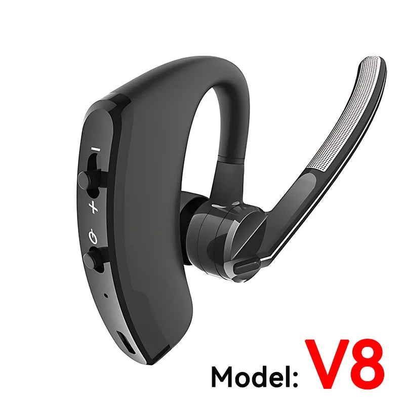 V8 Wireless Bluetooth Single Earphone – HD Mic Stereo Handsfree Headset for Sports, Driving & Travel