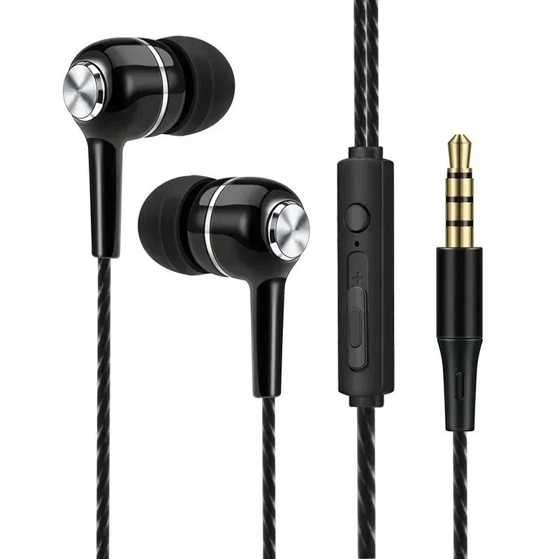 3.5mm Wired In-Ear Earphones – HIFI Heavy Bass Headset with Microphone for Music, Gaming & Sports