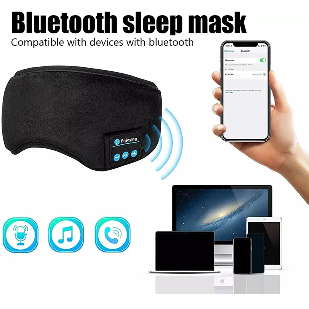 Bluetooth Sleep Headband Earphones – Wireless Sports Headband with Built-in Speakers for Music, Sleep & Eye Mask Comfort