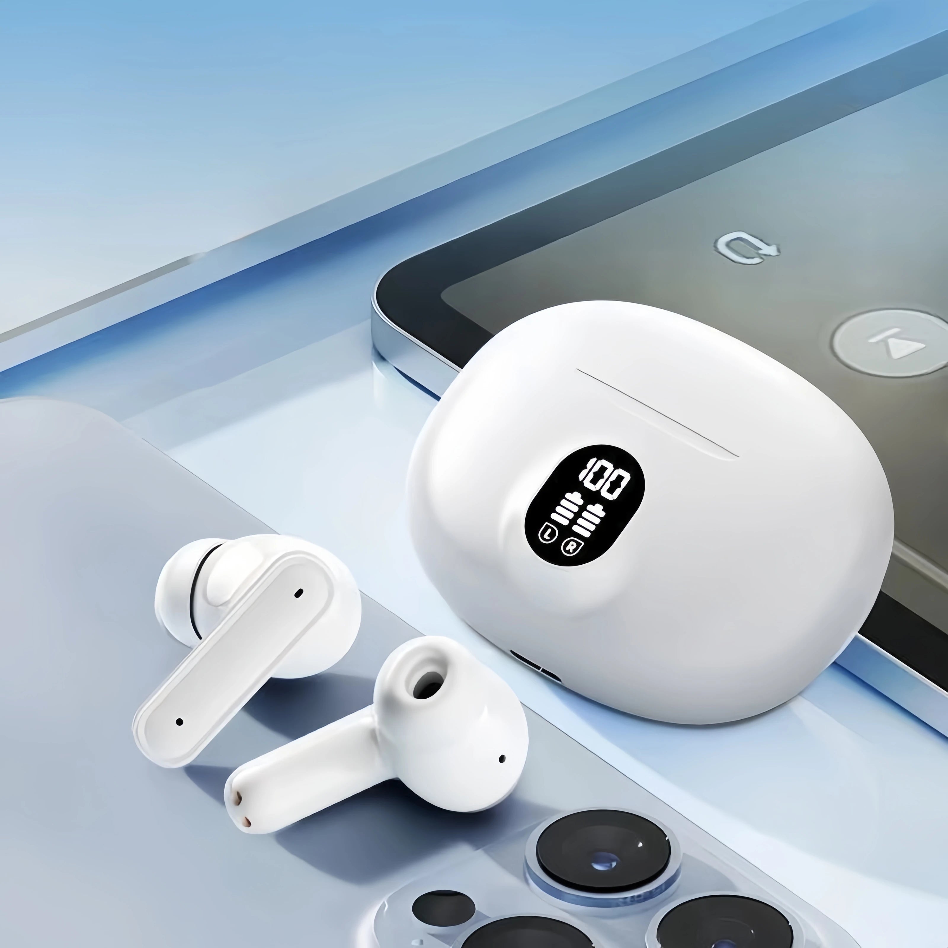 895B TWS Wireless Earbuds – Noise Cancelling Waterproof In-Ear Stereo Headphones with LED Display Charging Case
