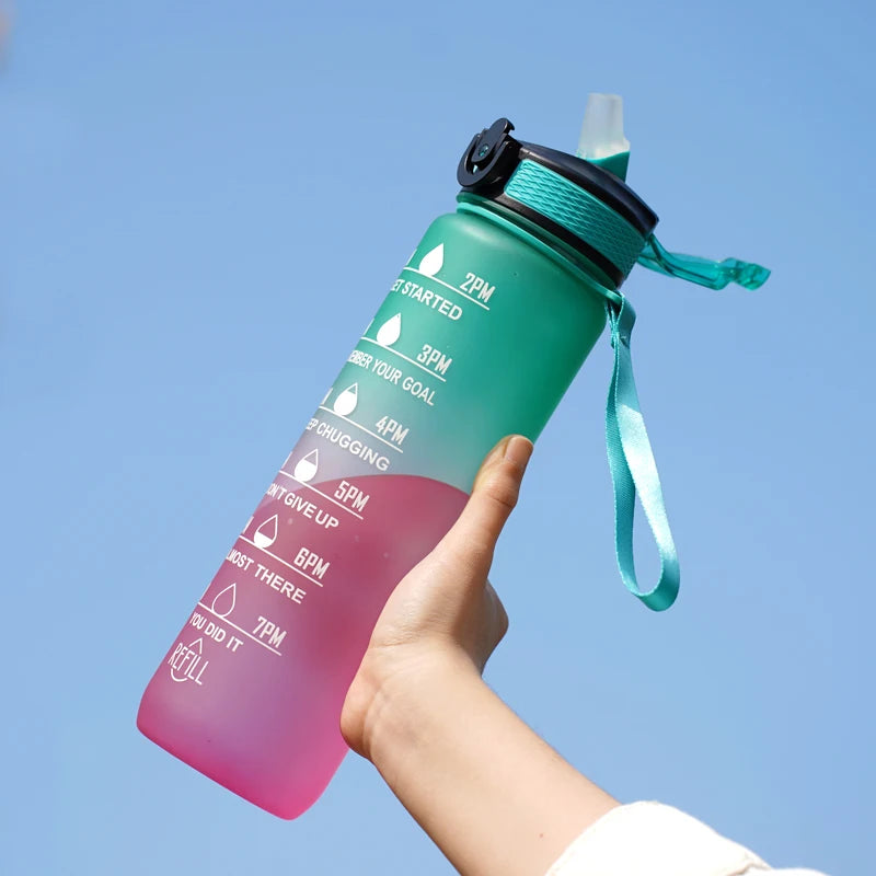 1L Motivational Water Bottle with Time Marker