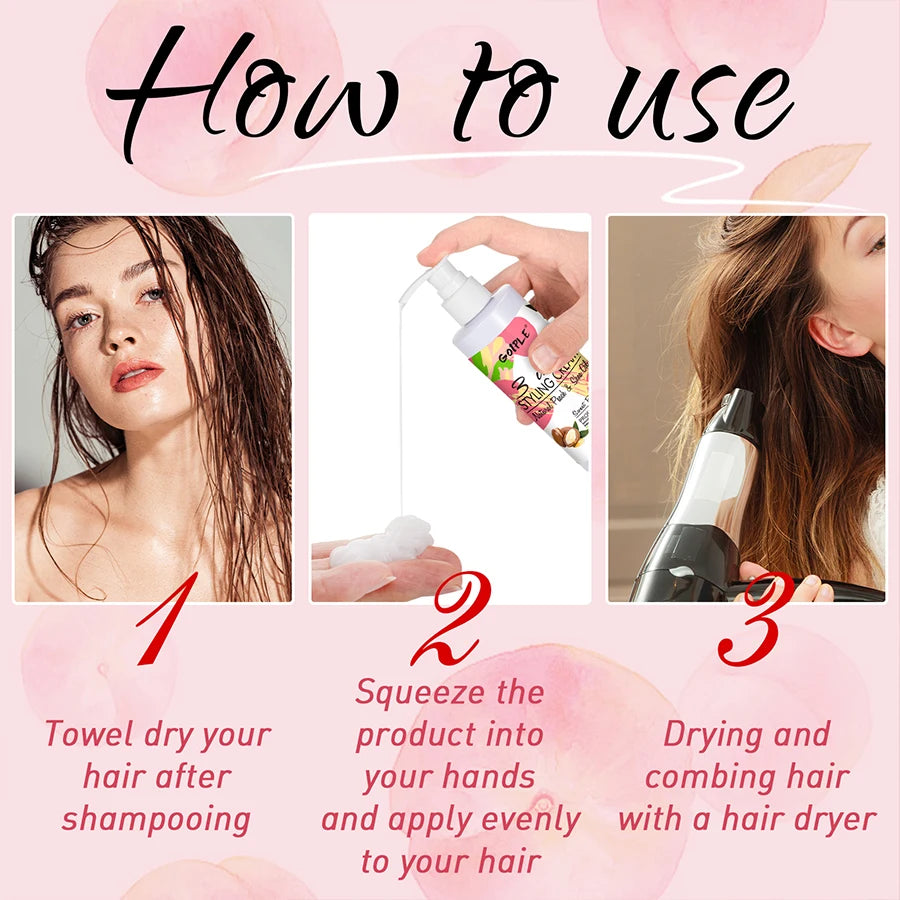 3-in-1 Curl & Styling Cream – Anti-Frizz, Shine & Defined Curls Leave-In Conditioner