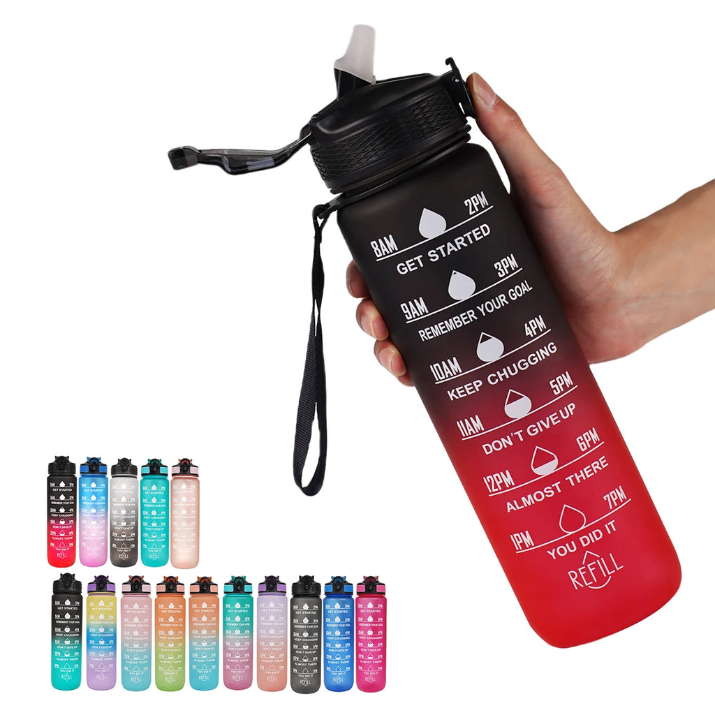 1L Motivational Water Bottle with Time Marker