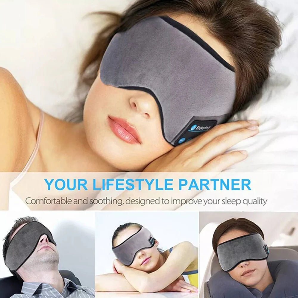 Bluetooth Sleep Headband Earphones – Wireless Sports Headband with Built-in Speakers for Music, Sleep & Eye Mask Comfort