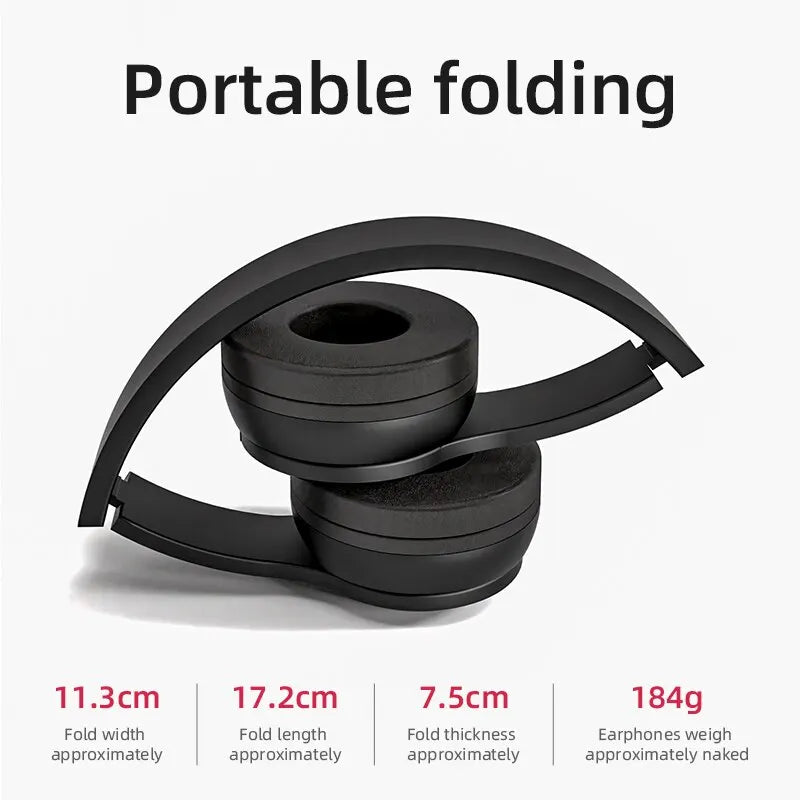 P47 Wireless Bluetooth 5.0 Headphones – Foldable HIFI Stereo Bass Earphones for Music, Gaming & Smartphone