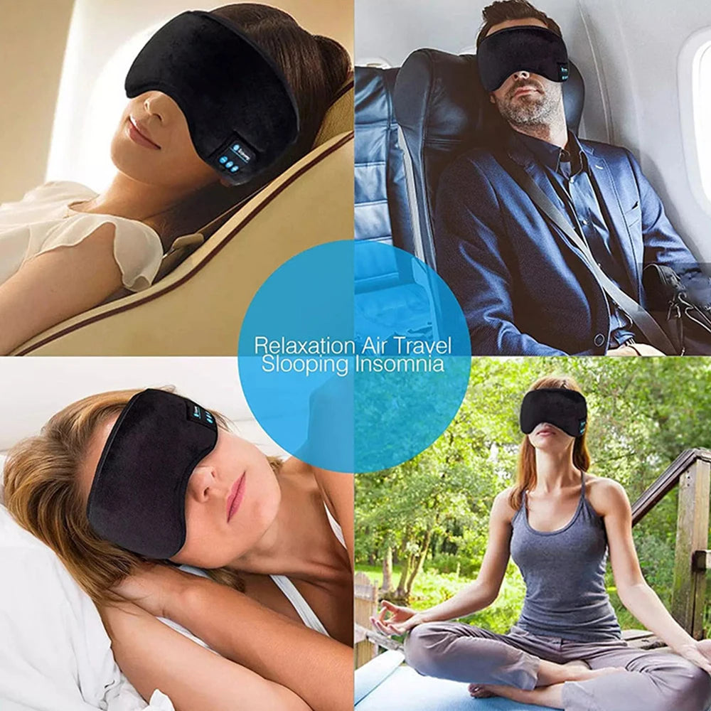 Bluetooth Sleep Headband Earphones – Wireless Sports Headband with Built-in Speakers for Music, Sleep & Eye Mask Comfort