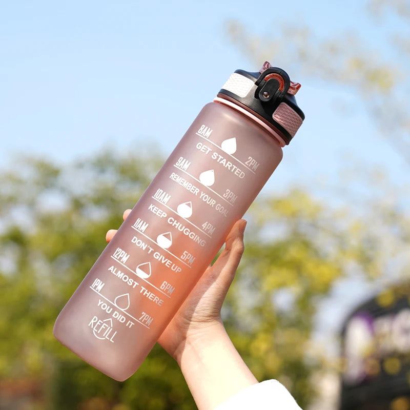 1L Motivational Water Bottle with Time Marker