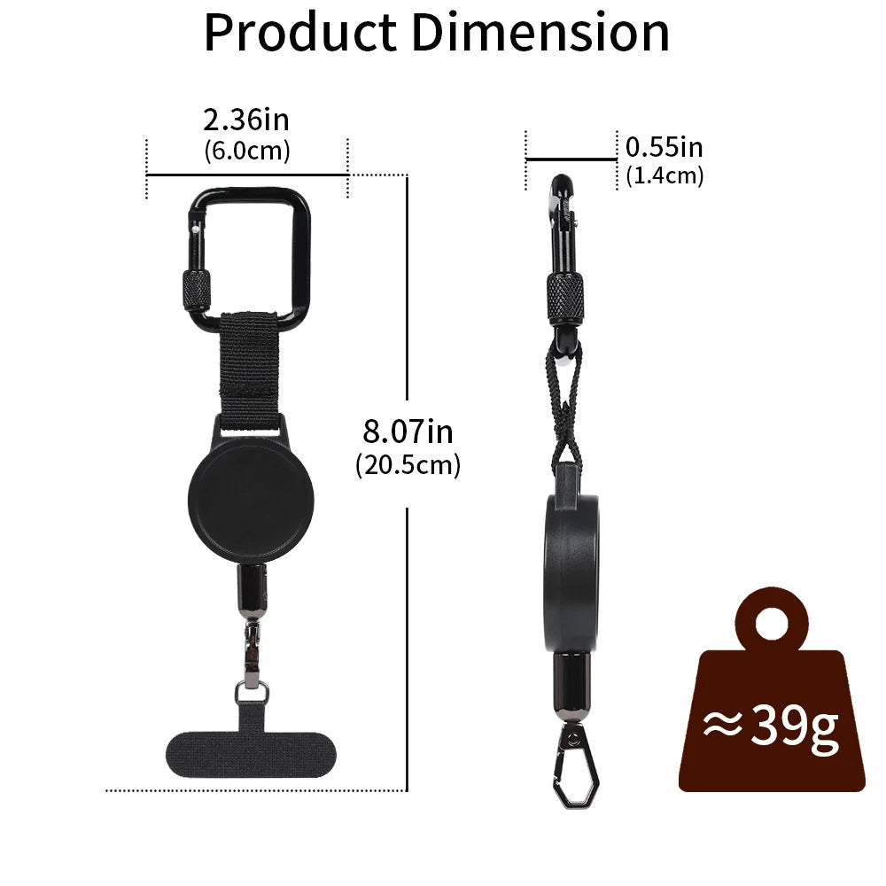 Retractable Anti-Theft Phone Lanyard with Carabiner