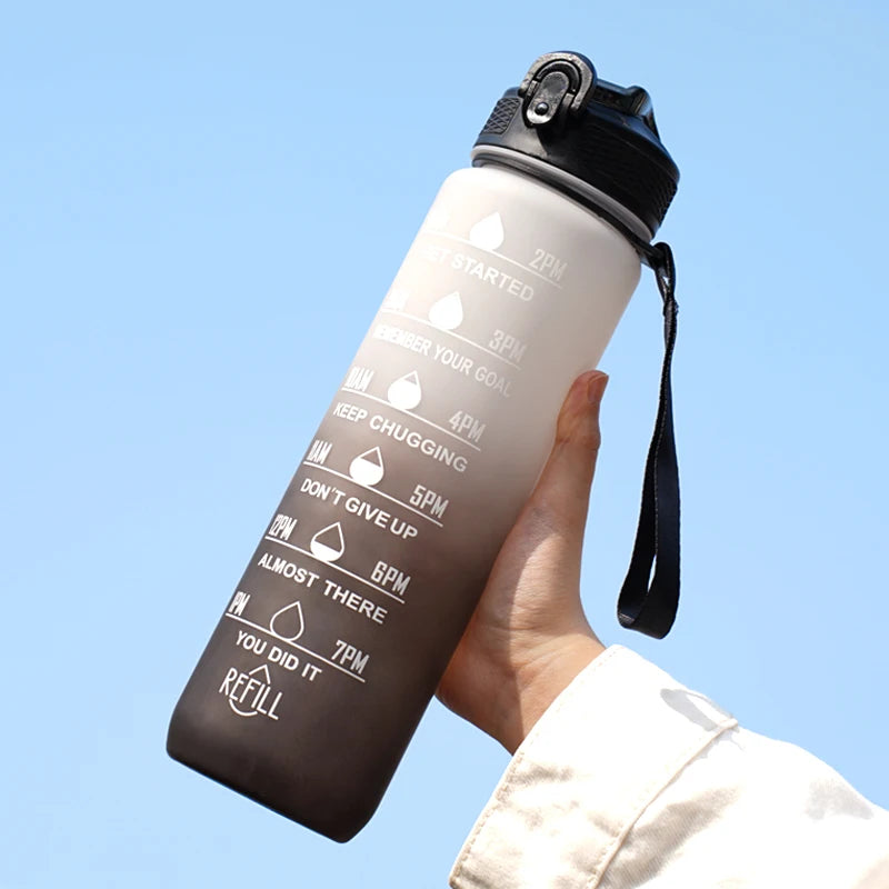 1L Motivational Water Bottle with Time Marker