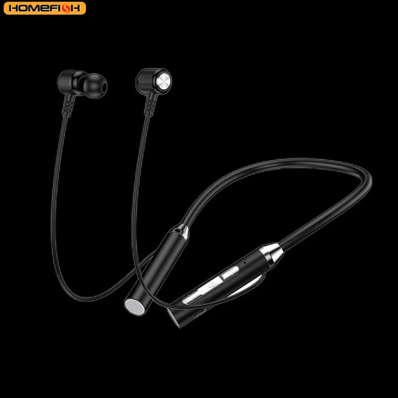 9D Bluetooth Wireless Neckband Earphones – Magnetic Sport Neck-Hanging TWS Earbuds with Mic