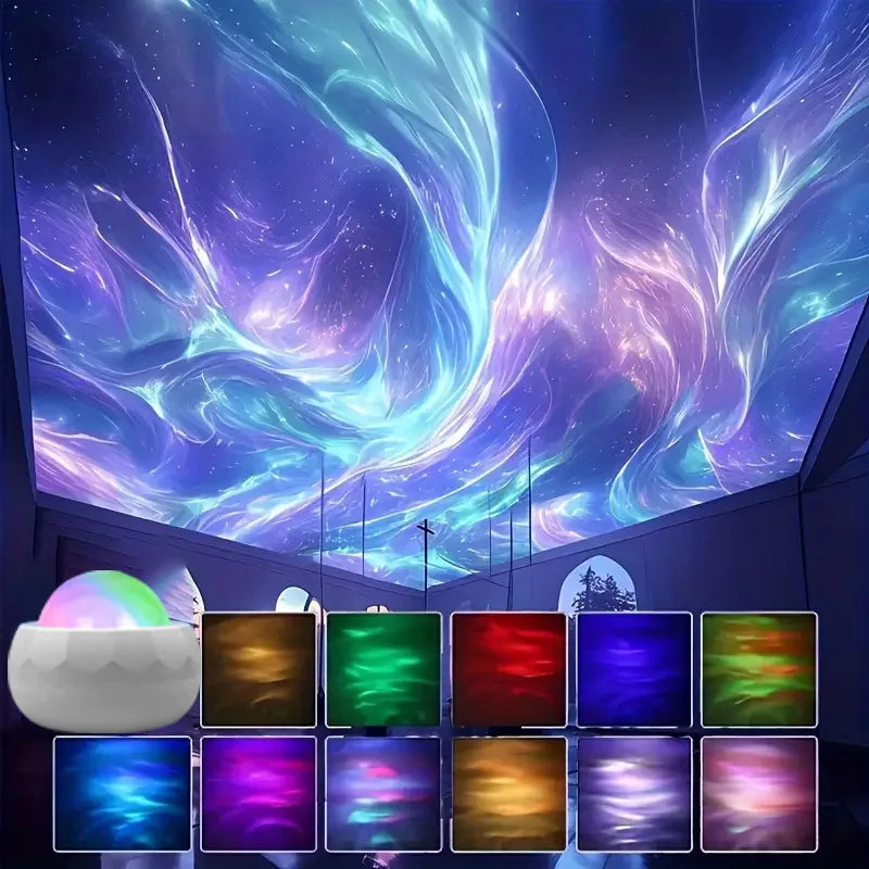 Northern Lights Starry Sky Projector Lamp LED Atmosphere Light Night Aura Aurora Glowing Lamp for Room Party Decoration Gifts