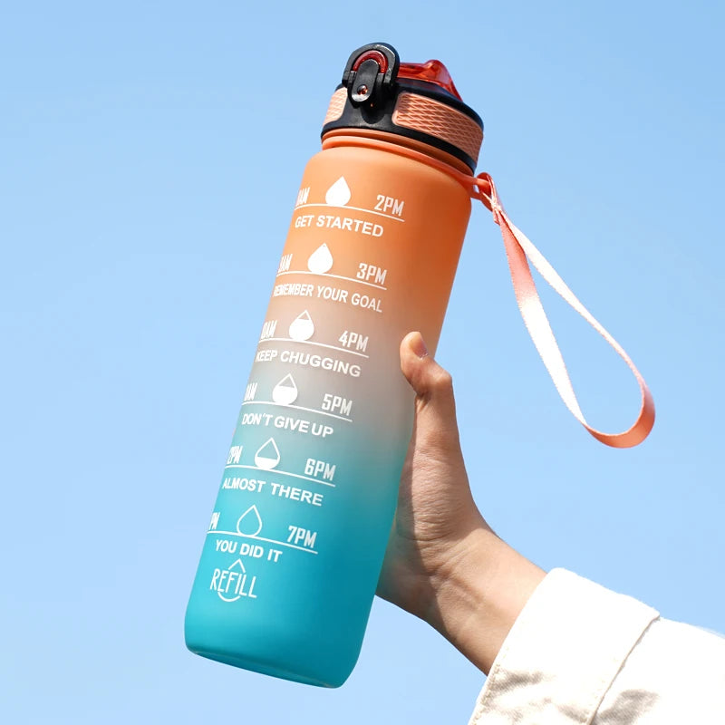 1L Motivational Water Bottle with Time Marker