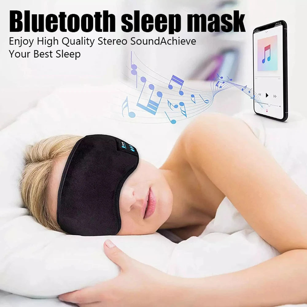 Bluetooth Sleep Headband Earphones – Wireless Sports Headband with Built-in Speakers for Music, Sleep & Eye Mask Comfort