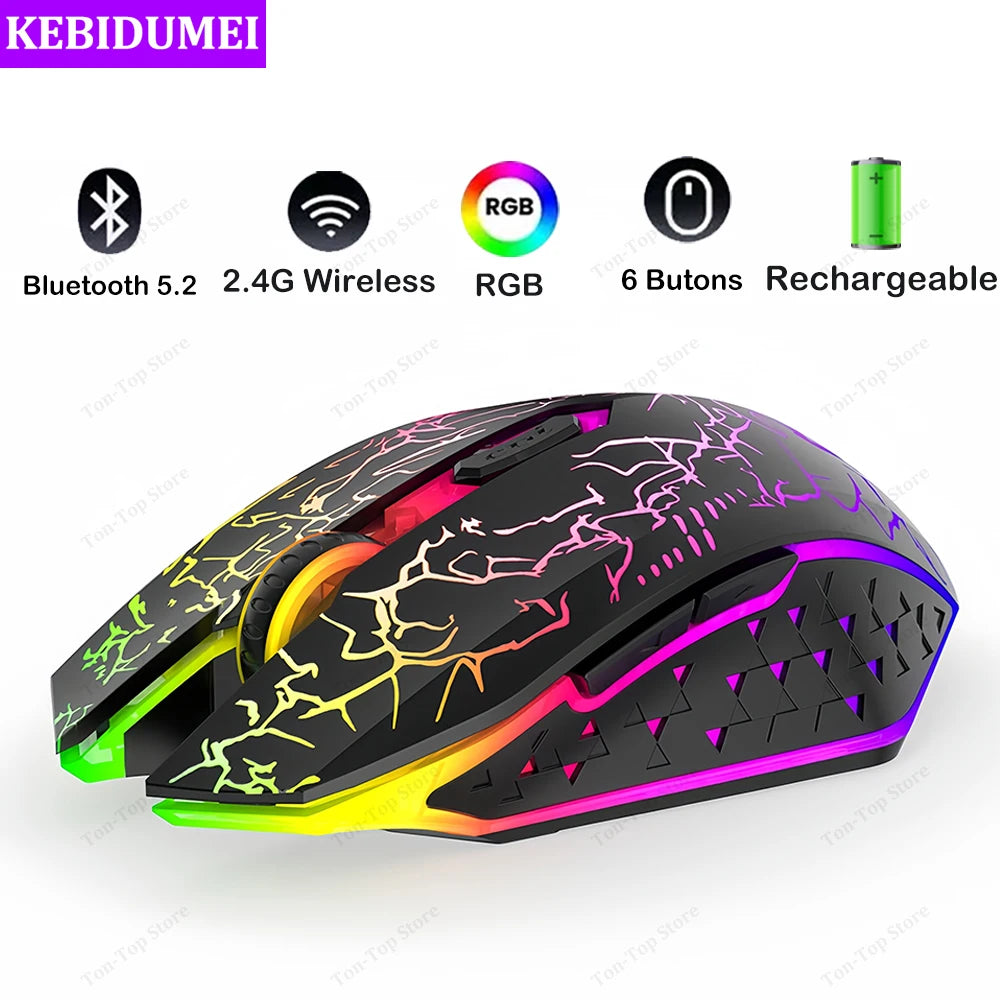 Bluetooth 5.2 RGB Wireless Gaming Mouse – Dual Mode