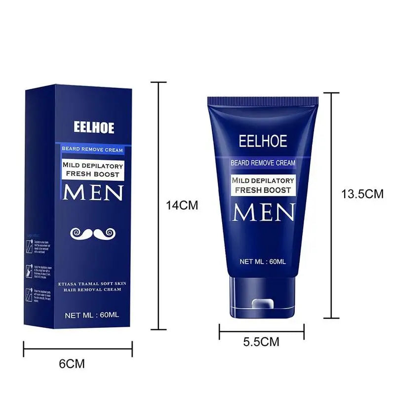 60ml Men’s Painless Hair Removal Cream – Smooth Skin for Face, Arms & Body