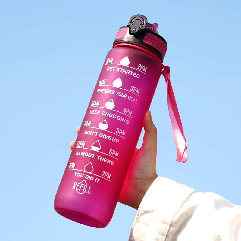 1L Motivational Water Bottle with Time Marker