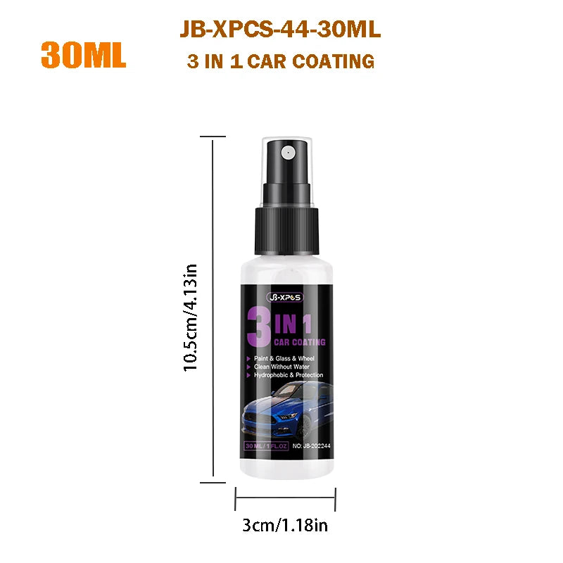 3 in 1 Ceramic Coating Spray – Quick Nano Polishing Wax for Car Paint Protection & Scratch Repair