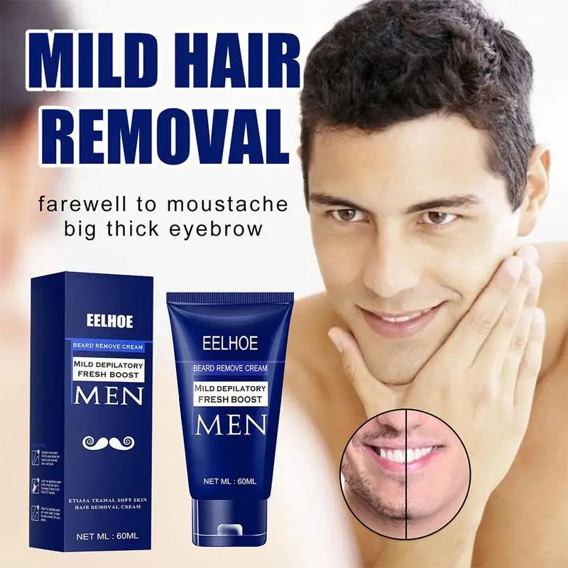 60ml Men’s Painless Hair Removal Cream – Smooth Skin for Face, Arms & Body