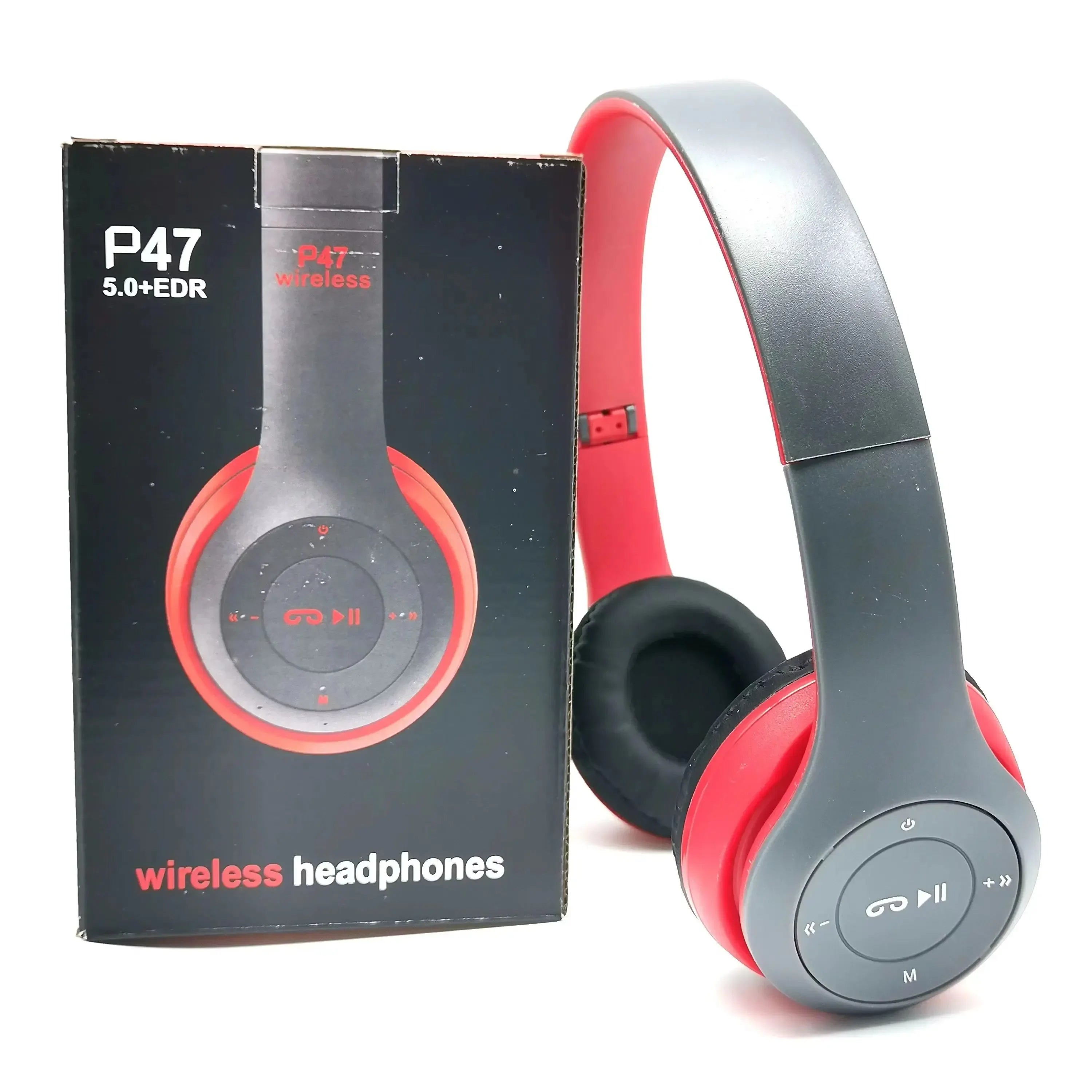 P47 Bluetooth 5.0 Wireless Foldable Headphones – HIFI Stereo Bass with Mic, USB Adapter, Gaming & Kids Gift