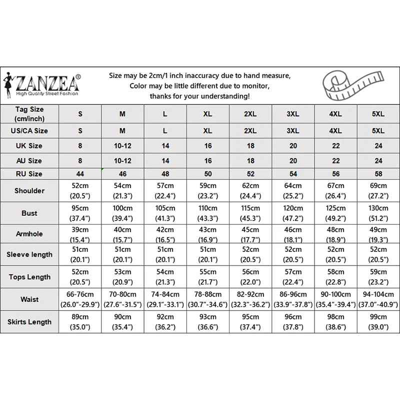 Muslim Women's Modest Fashion Skirt Suits Long Sleeve Shirts & A-Line Long Skirts 2 Pieces Sets ZANZEA Islamic Hijabs Outfits