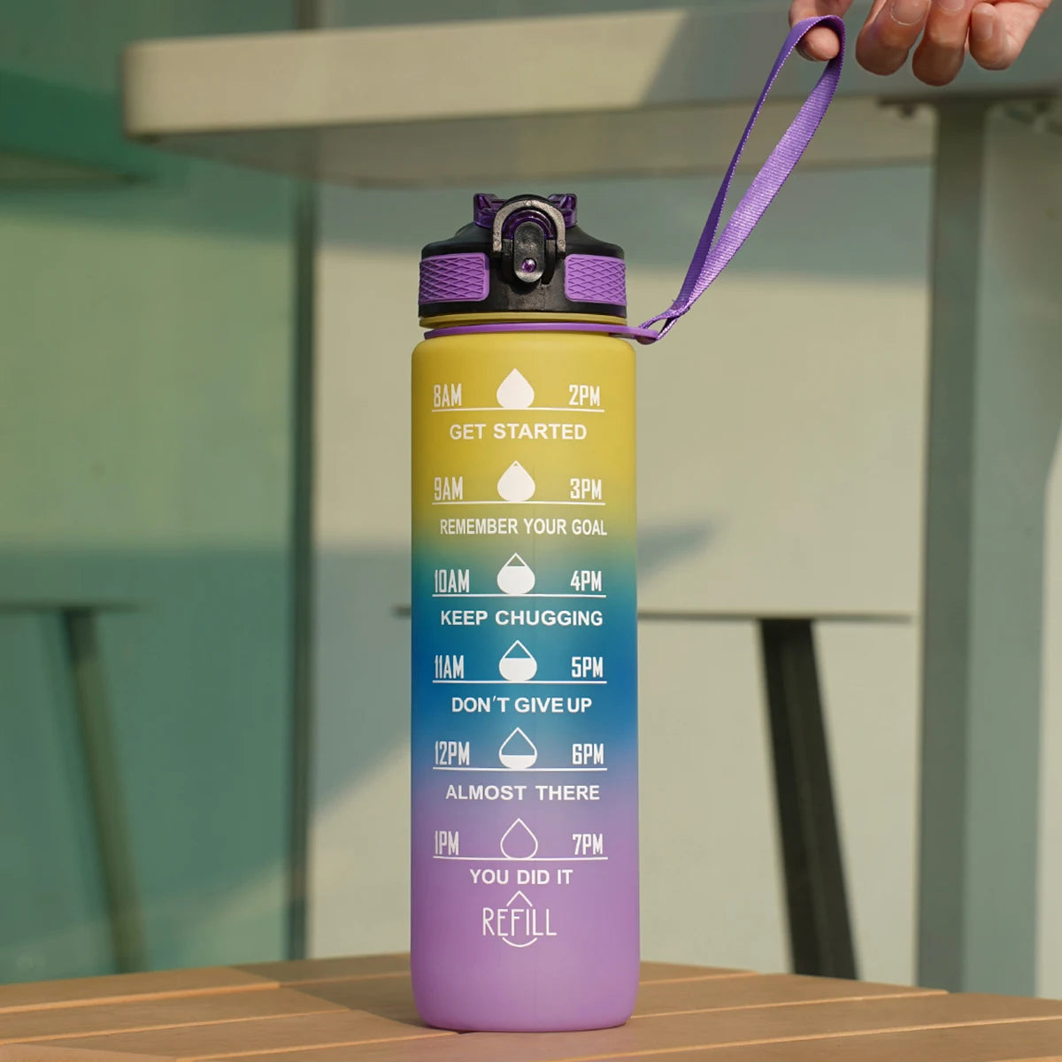 1L Motivational Water Bottle with Time Marker