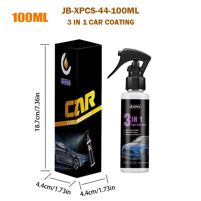 3 in 1 Ceramic Coating Spray – Quick Nano Polishing Wax for Car Paint Protection & Scratch Repair