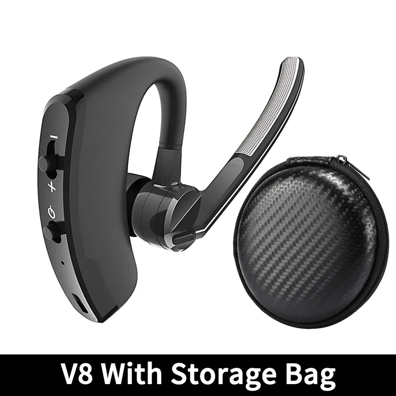 V8 Wireless Bluetooth Single Earphone – HD Mic Stereo Handsfree Headset for Sports, Driving & Travel